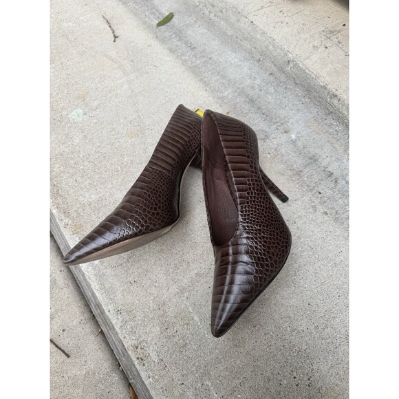 Antonio Melani Brown Croc Embossed Pumps Heels size 8.5 - Picture 3 of 5